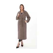 Kolu Apoletli Astarlı Kaşmir Kaşe Kaban - Vizon Vizon