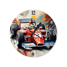 Kırmızı Formula 1 Aracı Akarlı Duvar Saati Kırmızı