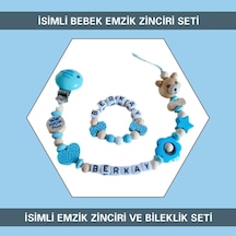 Sahi Aksesuar İsimli Bebek Emzik Zinciri ve Bebek Bileklik Seti Kahverengi