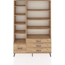 Arges Dolap 9 Raflı 4 Çekmeceli 132x30x195 Çam-çam/çam Çam