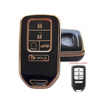 Honda Civic Accord Uyumlu Smart Anahtar Kumanda Kılıfı Oto Anahtarlık Siyah - Gold