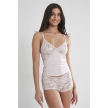 Pierre Cardin Penye Dantelli Şort Külot Takım 361 Pudra 001
