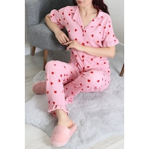 Modi Bürümcük Fırfırlı Pijama Takımı Pembekırmızı - 127.1287. AÇIK KIRMIZI