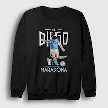 Presmono Unisex Futbol Sut Maradona Sweatshirt Siyah