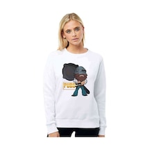 Pubg Tava Baskılı Beyaz Kadın Sweatshirt