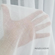 Naza Orijinal Keten Tül Perde Dora Naturel Kırışmaz Tüm Pile Ve Genişlik Seçenekleri Kırık Beyaz - Ekru