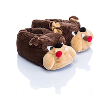 Twigy Bulldog Kadın,Garson Boy Hayvanlı Panduf Kahverengi 36/41 AA0614