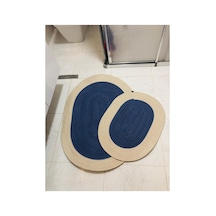 Jüt,hasır,2 Li,banyo Paspas Takımı,bohem Tarzı Banyo Takımı,iskandinav Paspas/sepet İndigo Krem İndigo Krem
