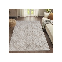 Plato Halı Parantez Efsane Lüks Oturma Odası, Salon, Antre, Yıkanabilir Polyester Kaymaz Taban Kahve Halı