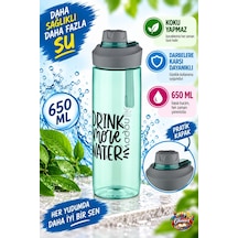 Şeffaf Renk 650 Ml Suluk Matara, Ergonomik Kapak 1 Adet Yeşil