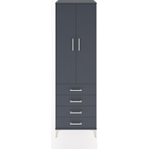 Hyperion Dolap Tek Raflı 4 Çekmeceli Tek Askılı 60x44x195 Antrasit-antrasit Antrasit