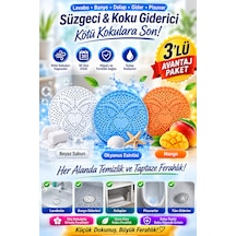 Mango Beyaz Sabun Ve Okyanus Kokulu 3 Adet Lavabo Banyo Dolap Gider Pisuvar Süzgeci Çekmece Koku Giderici