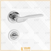 Sedir Kol Yuvarlak Rozetli Nikel Saten Wc Kapı Kolu