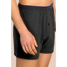 Erkek Füme 6'lı Paket Pamuklu Penye Havlu Bel Boxer Füme