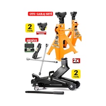 2 Ton Seri Arabalı Kriko + X2adet Sehpa Tip Kriko 4'lü Bijon Set