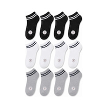 Unisex Çizgili Patik Çorap 12'lı %85 Pamuklu Geri Dönüşüm İplikli, İnce Dikişli Spor Çok Renkli 12'li, 36-40