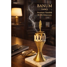 Banum Luxury Lüks Ev Ve Ofis İçin Altın Tonlu Zarif Çelik Tütsülük