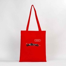 F1 Audi Logo Car Kırmızı Gabardin Bez Çanta