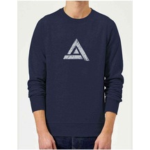 Apex Logo Baskılı Indigo Mavi Lacivert Erkek Örme Sweatshirt (528539579)