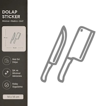 Bıçak Ve Satır Mat Gri Dekoratif Folyo Sticker 14x14 Cm