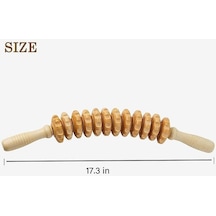 Padalink El Tutulu Ahşap Rulman Masaj Aleti - Yüz Ve Ayak Taşlakları İçin Meridyen Gövde Masajı, Heh Ağacı 12 Tekerlekli Eğik Tasarım Kahverengi