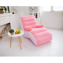 Snapbuy Şişme Tekli Koltuk, Kalın Pvc Kadife Yüzey, Katlanabilir Pembe