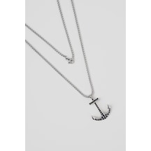 Çapa Figürlü Çelik 60 Cm Erkek Kolye
