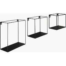 Nil Metal Saclı Duvar Rafı 3'lü Set Siyah