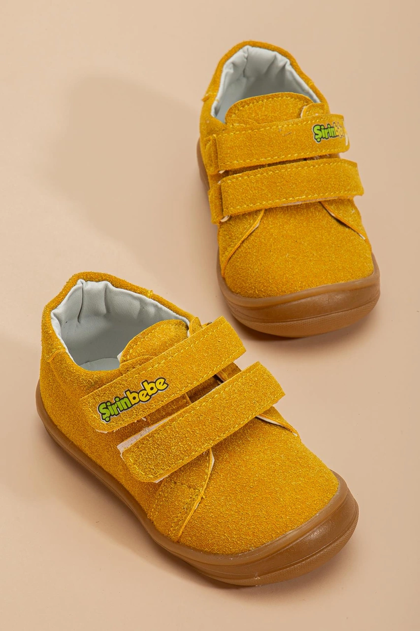 Şirinbebe Ortopedik Erkek İlkadım Bebek Ayakkabı Sarı Çift Cırtlı-4192 Sarı