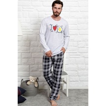 Gazzaz Erkek Uzun Kol Cepli O Yaka Pijama Takım 3466B