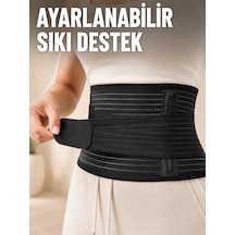 Elastik Bel Destek Korsesi Ayarlanabilir Cırtlı Sıkma Bantlı Bel Kemeri Siyah
