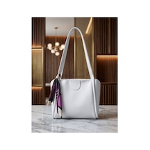Names Bag Kadın Fular Detaylı Şık Omuz Ve El Çantası Beyaz