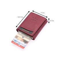 Westpolo Safari Unisex Bol Kartlık Bölmeli Crazy Eskitme Hakiki Deri Mekanizmalı Cüzdan - Bordo