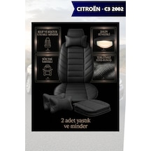 Citron C3 2002 Uyumlu Premium Siyah Renk Lüks 2 Adet Minder Ve Yastık