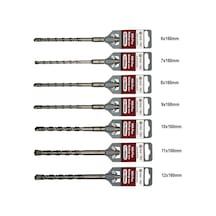 SDS PLUS Matkap Ucu Seti 7 Parça 6mm - 12mm Kırıcı Delici Hilti Uyumlu Beton Delme Uçları - Seti 7 parça