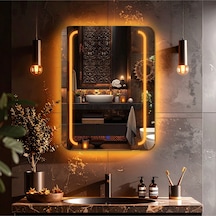 Rectavision Amber Led'li Kumlamalı Lavabo & Banyo Aynası Dokunmatik Sensörlü 100 X 75 Cm Turuncu