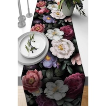 Çok Renkli Çiçekli Desen Premium Masa Örtüsü Runner Rnr448n11