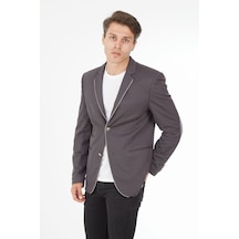Sposo G-158 Dar Kalıp Örme Kumaş Füme Erkek Blazer Ceket Füme