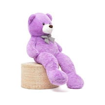 Sevimli 90 Cm Peluş Ayı İle Pembe Konsept Romantik Peluş Ayıcık Buketi Lila