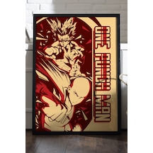 One Punch Man Siyah Ahşap Çerçeveli Poster, Anime Duvar Tablosu