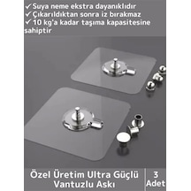Özel Üretim Yüksek Kaliteli Suya Neme Ekstra Dayanıklı Montajsız Ultra Güçlü Vantuzlu Askı 3 Adet Çok Renkli