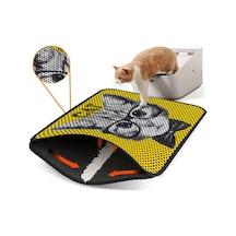 Renkli Desenli Elekli Kedi Tuvalet Önü Paspası 45 X 60 Cm Küçük Sarı - 834019626
