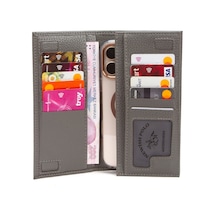 Newish Polo Erkek Deri Telefon Kağıt Para Bölmeli Portföy Kartlık Ve Cüzdan - New264 Gri