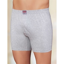 Erkek Siyah 6'lı Paket Penye Düğmeli %100 Pamuklu Boxer Yeni Sezon Me010 Gri