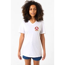 Top Gun Wingman Beyaz Kadın V Yaka Tshirt Beyaz