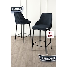 Canisa Enox Serisi, Mutfak Bar Sandalyesi, Babyface Kumaş, Siyah Metal Ayak , 1 Adet Antrasit Sandalye Sandalye Antrasit Ayaklar Siyah