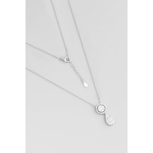 So Chic Klasik Stil 18 Ayar Beyaz Altın Kaplama Gümüş 45 Cm Minimal Kolye Rodyum