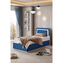Demonte Baza Seti, Valens Ledli Tek Kişilik Baza Başlık Seti - İkili Set, Mavi - 100x200 Cm 100 x 200