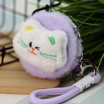 Peluş Cep Ayna Kedi Veya Ayı Figürlü Anahtarlık Lila