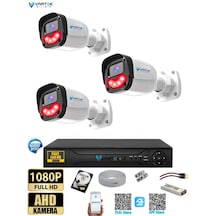 3 Lü 5mp Full Hd 1080p Atom Ledli 250gb Hdd Güvenlik Kamera Seti Gece Görüşlü Tak Çalıştır İp Gerektirmez